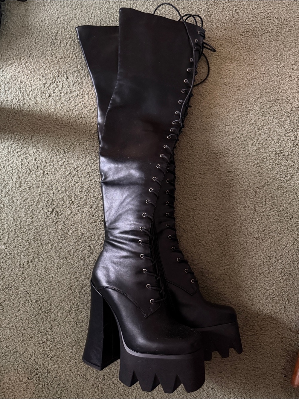 Sonoma Black Lace-Up Over-the-Knee Platform Boots